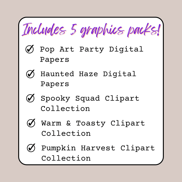 A graphic lists one digital pack: Halloween Party Game Bundle – Complete Set (Family + Teen Editions).